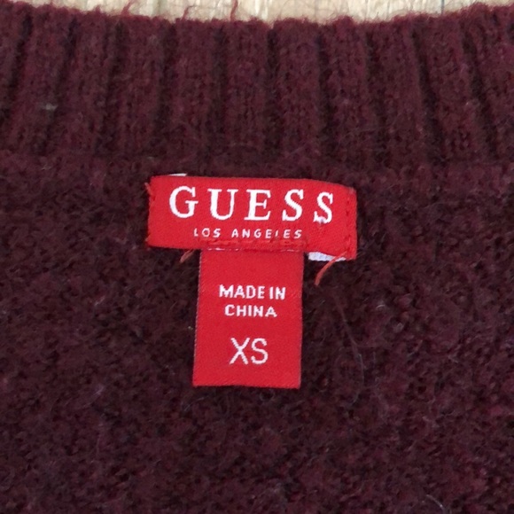 Guess Maroon Gathered Sweater - Picture 2 of 10